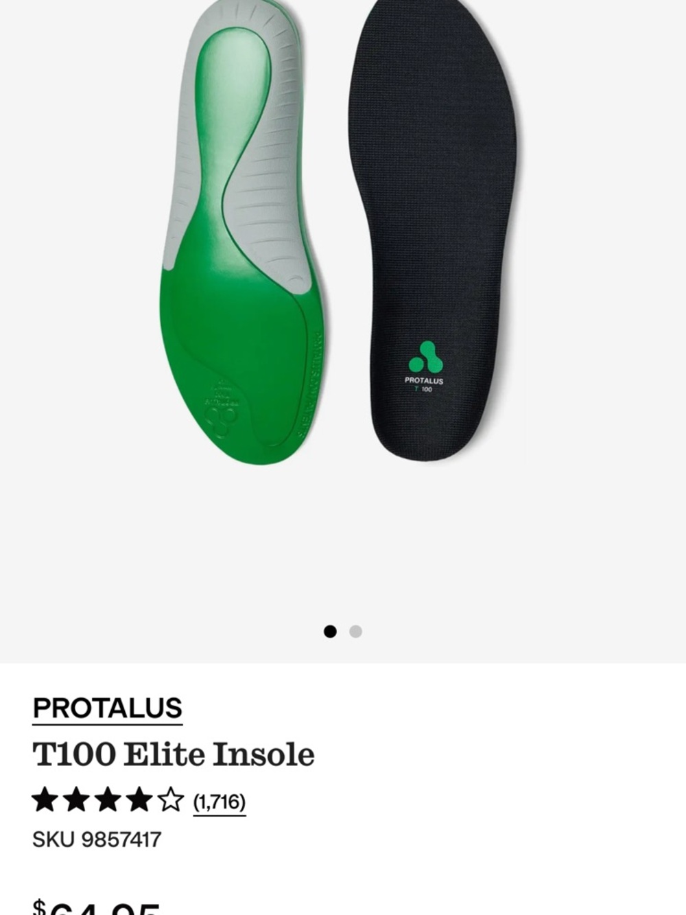 T100 Elite Insole - Black & Green